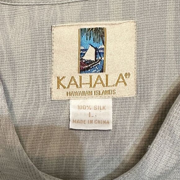 Kahala Hawaiin Islands Shirt Mens Size Large 100% Silk Palm Trees All Over Print - Picture 3 of 4
